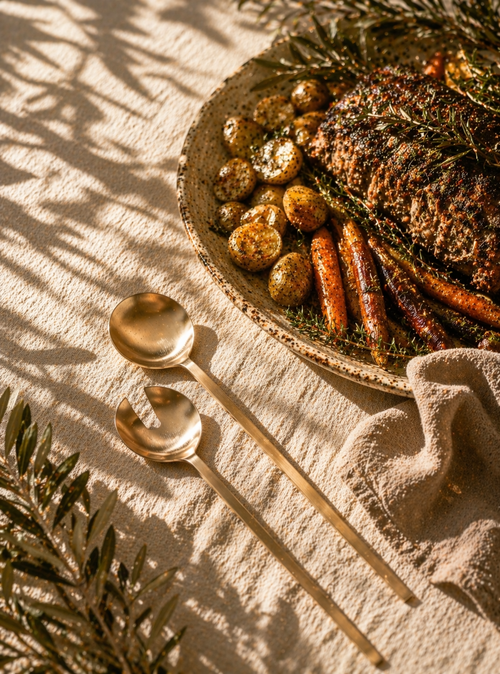 Brass Loop Salad Serving Set
