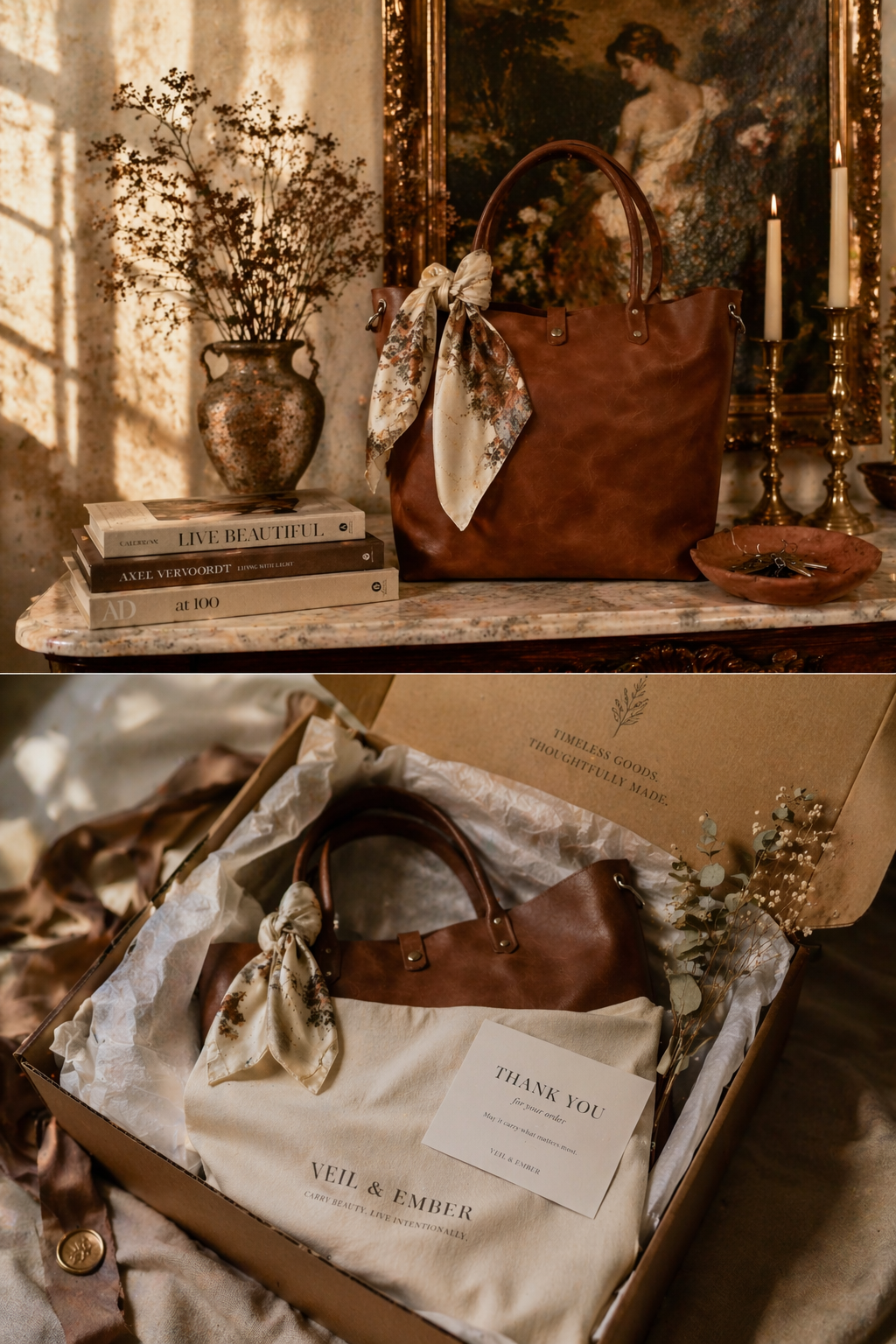 Paseo Leather Tote — Caramel